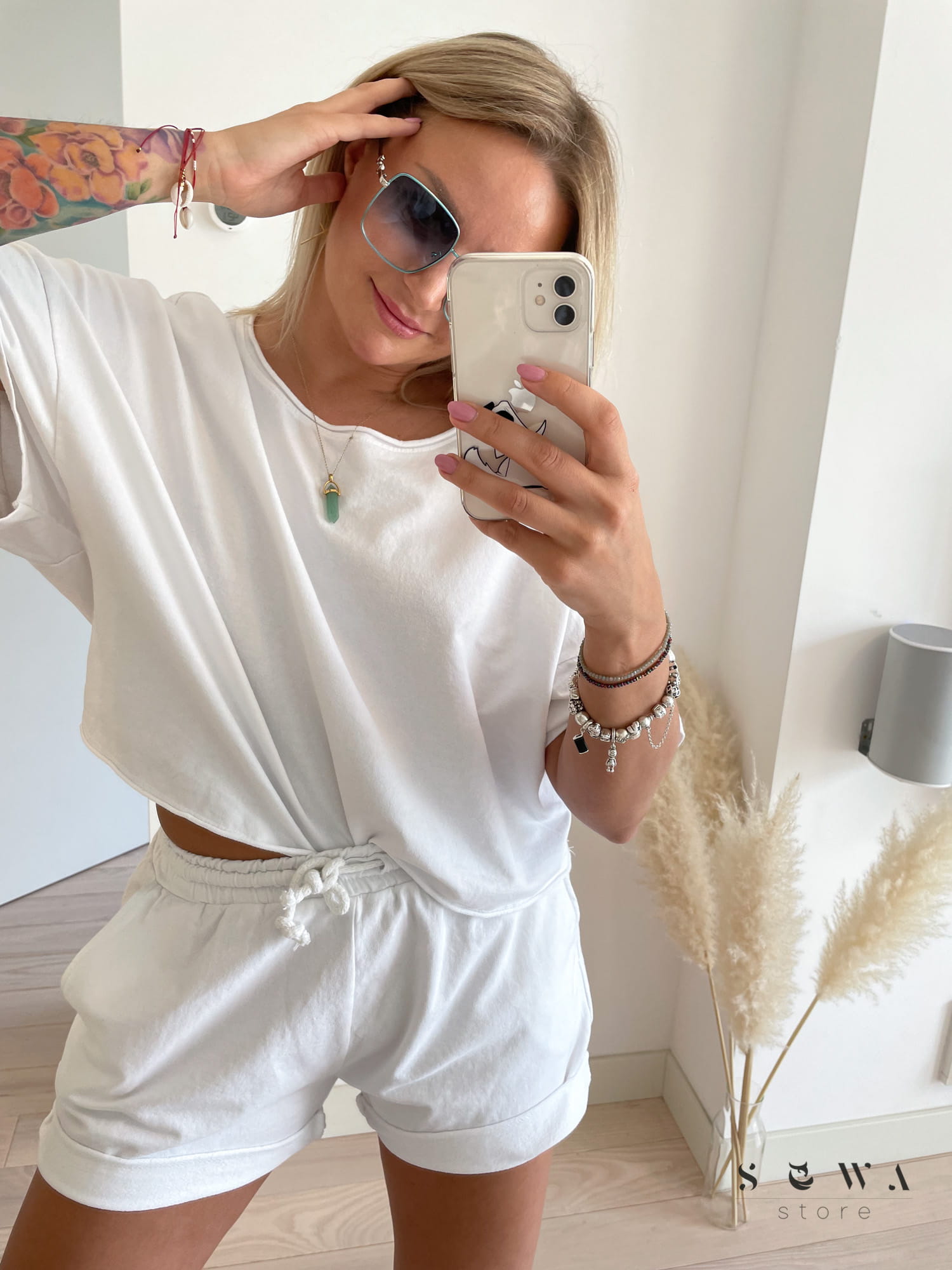 Dres damski bawełniany Glam short (biel)