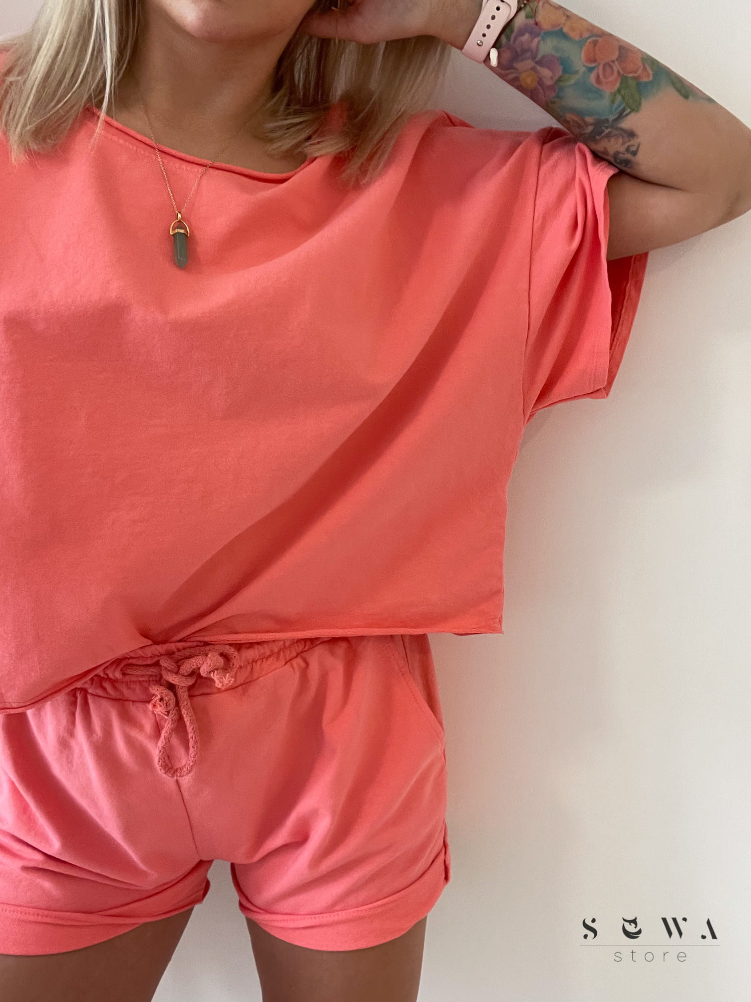Dres damski bawełniany Glam short (ciemna brzoskwinia)