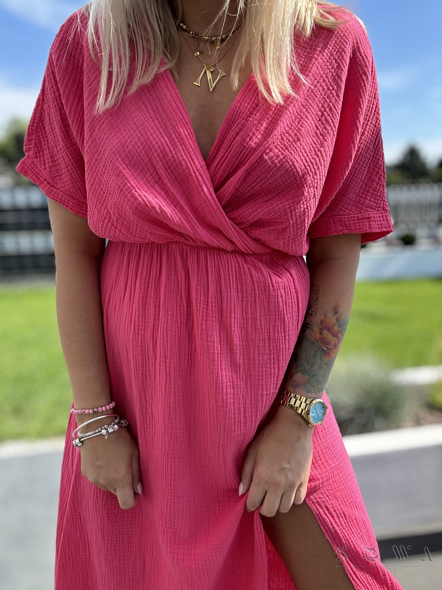 Sukienka damska muślinowa Astra 2 (fuksja) 