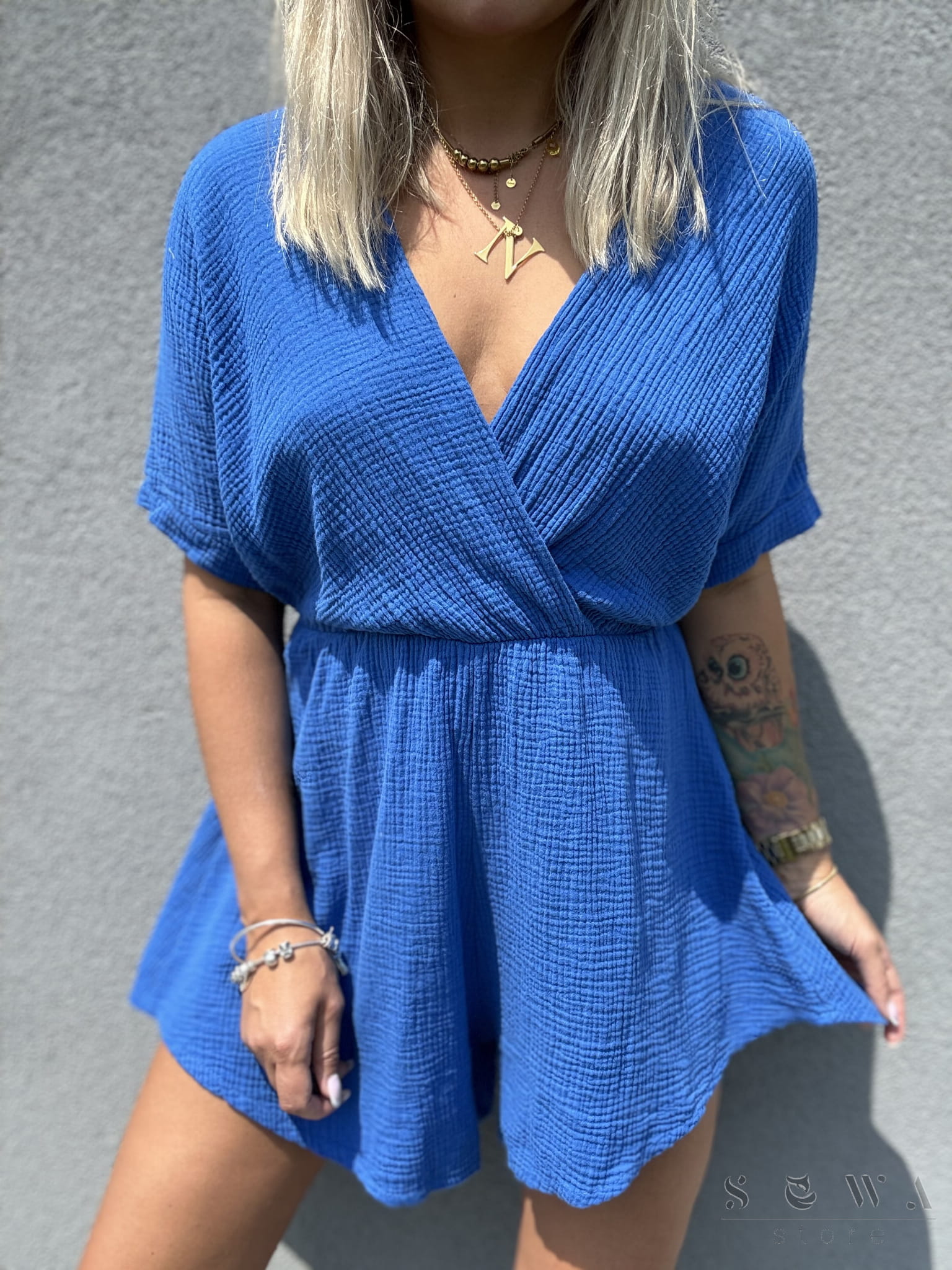 Sukienka/ kombinezon muślinowy Lora (chaber) 