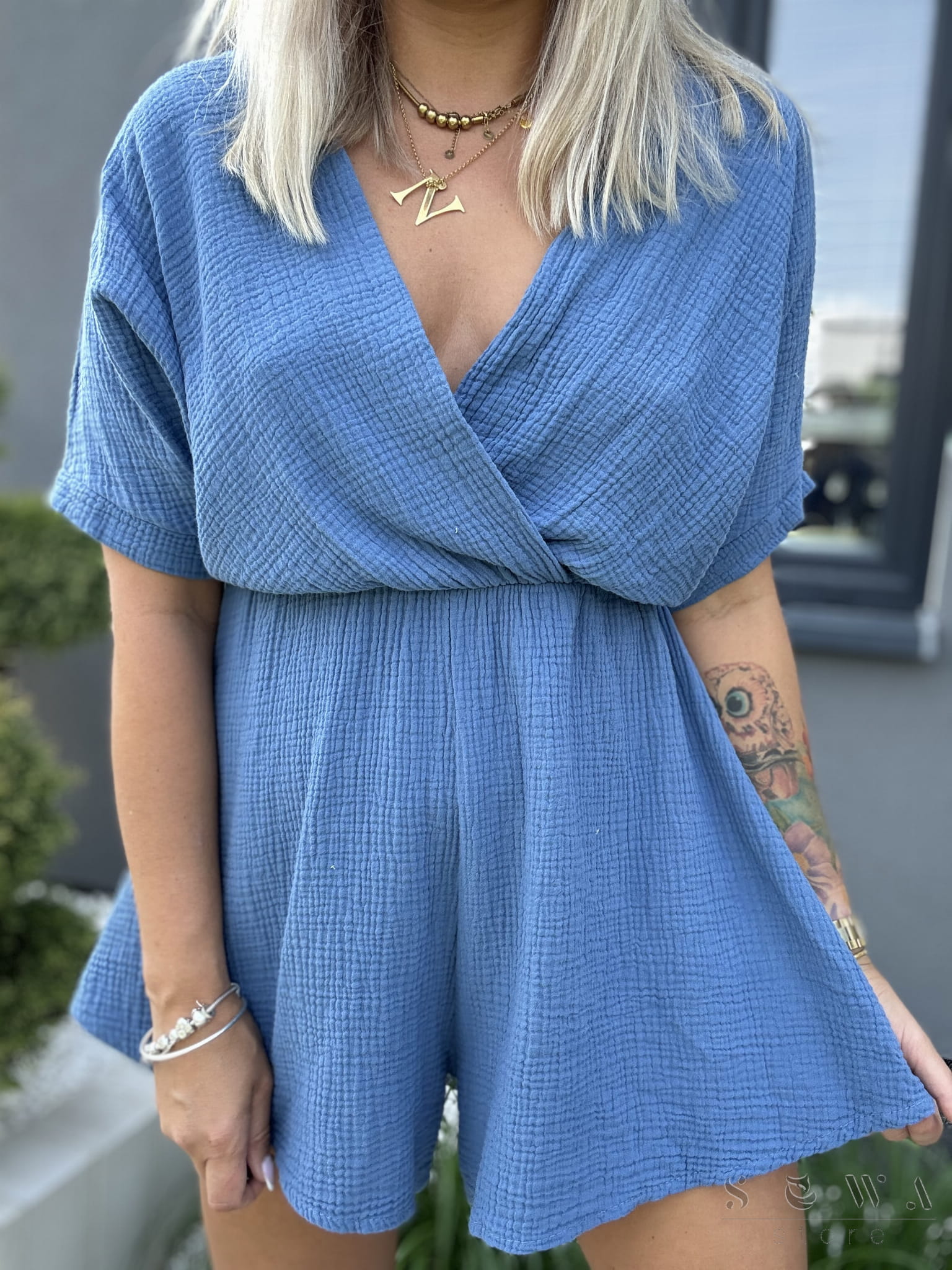 Sukienka/ kombinezon muślinowy Lora (jeans)  