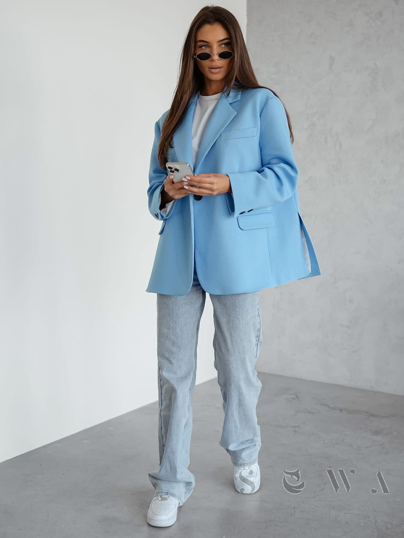 Marynarka  damska oversize Boyfriend - bękitna